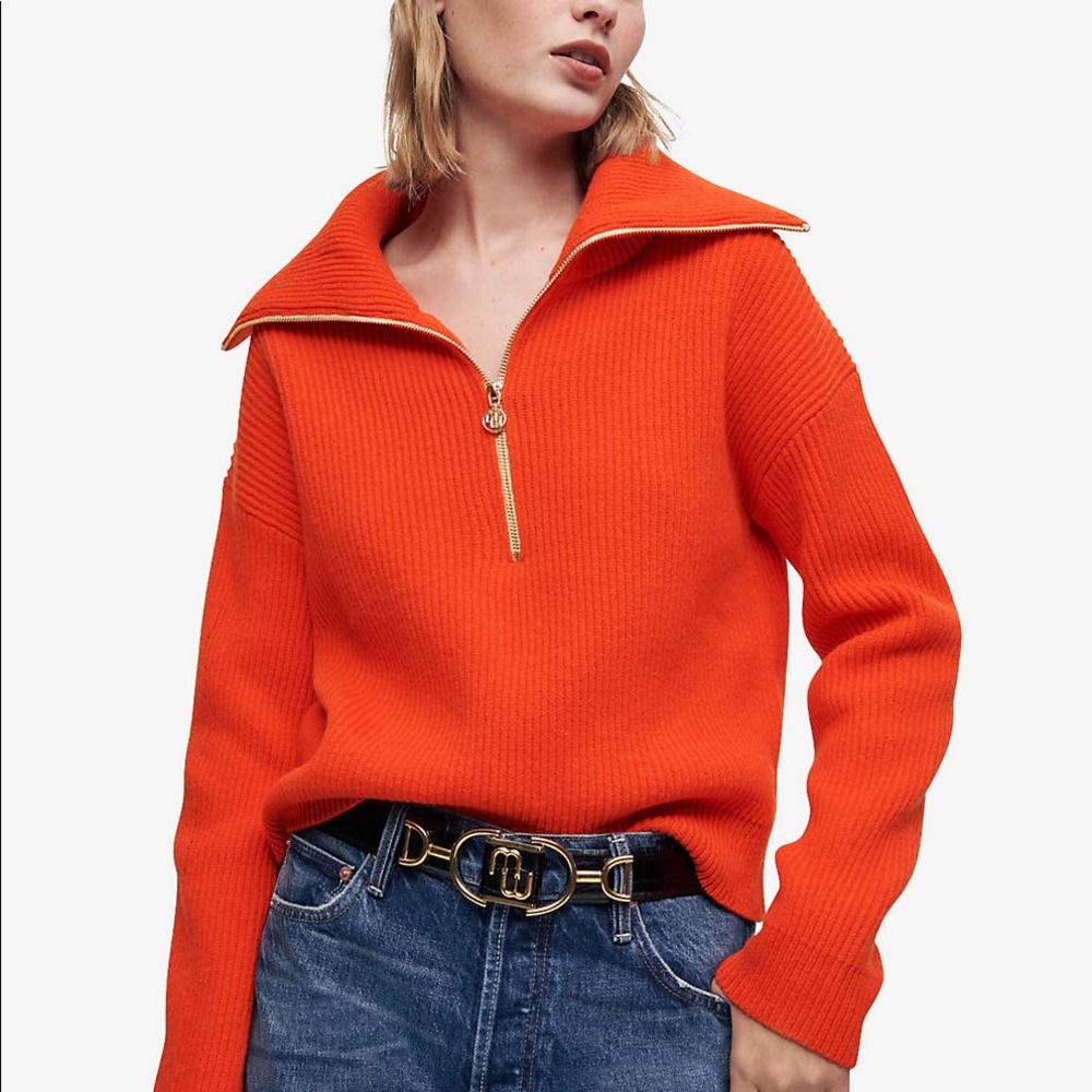 MAJE Matelot Half Zip Wool Blend Sweater NWT sz 2
